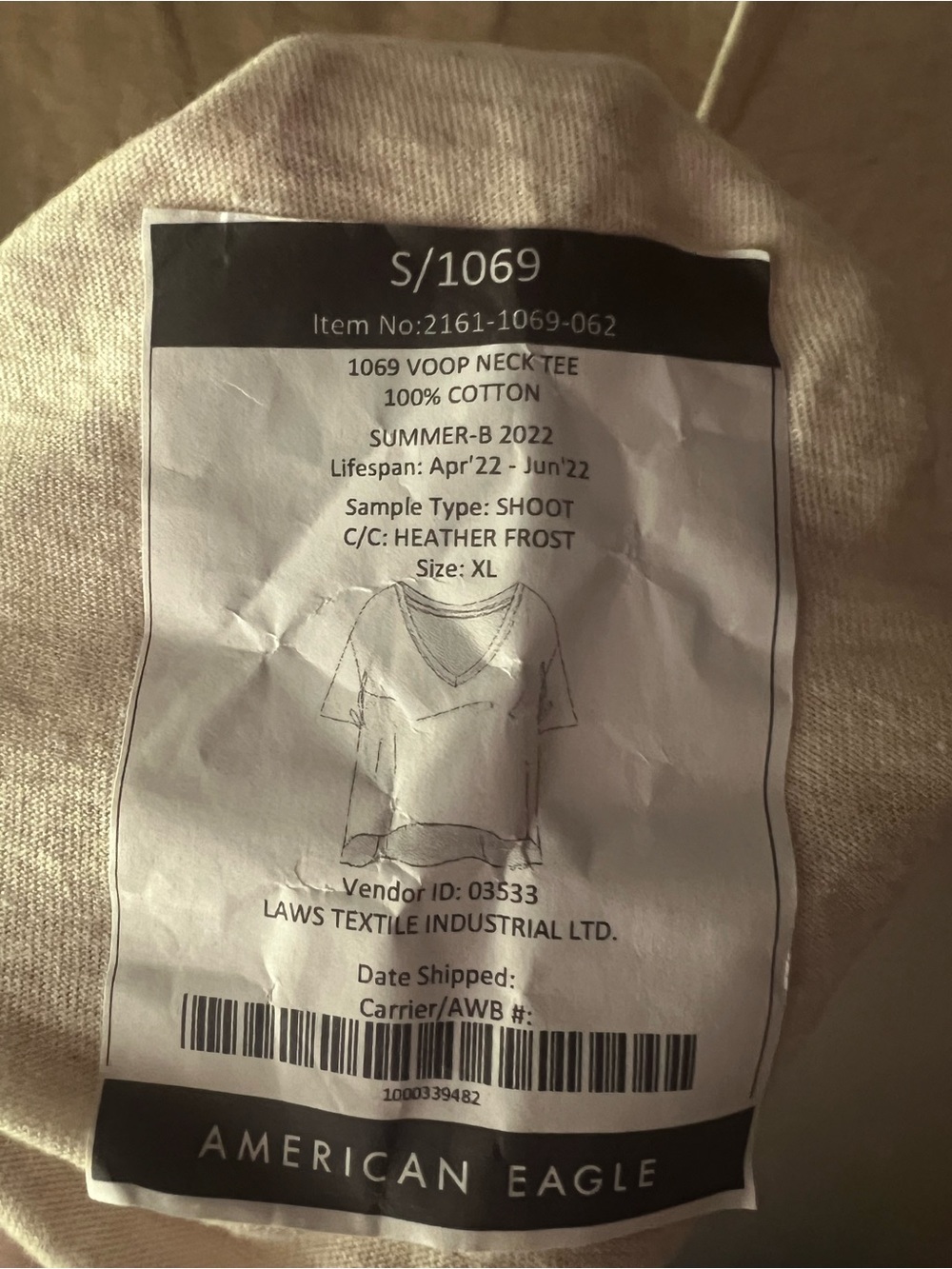 aerie Cream V-Neck Relaxed Short Sleeve Tee - Picture 4 of 4